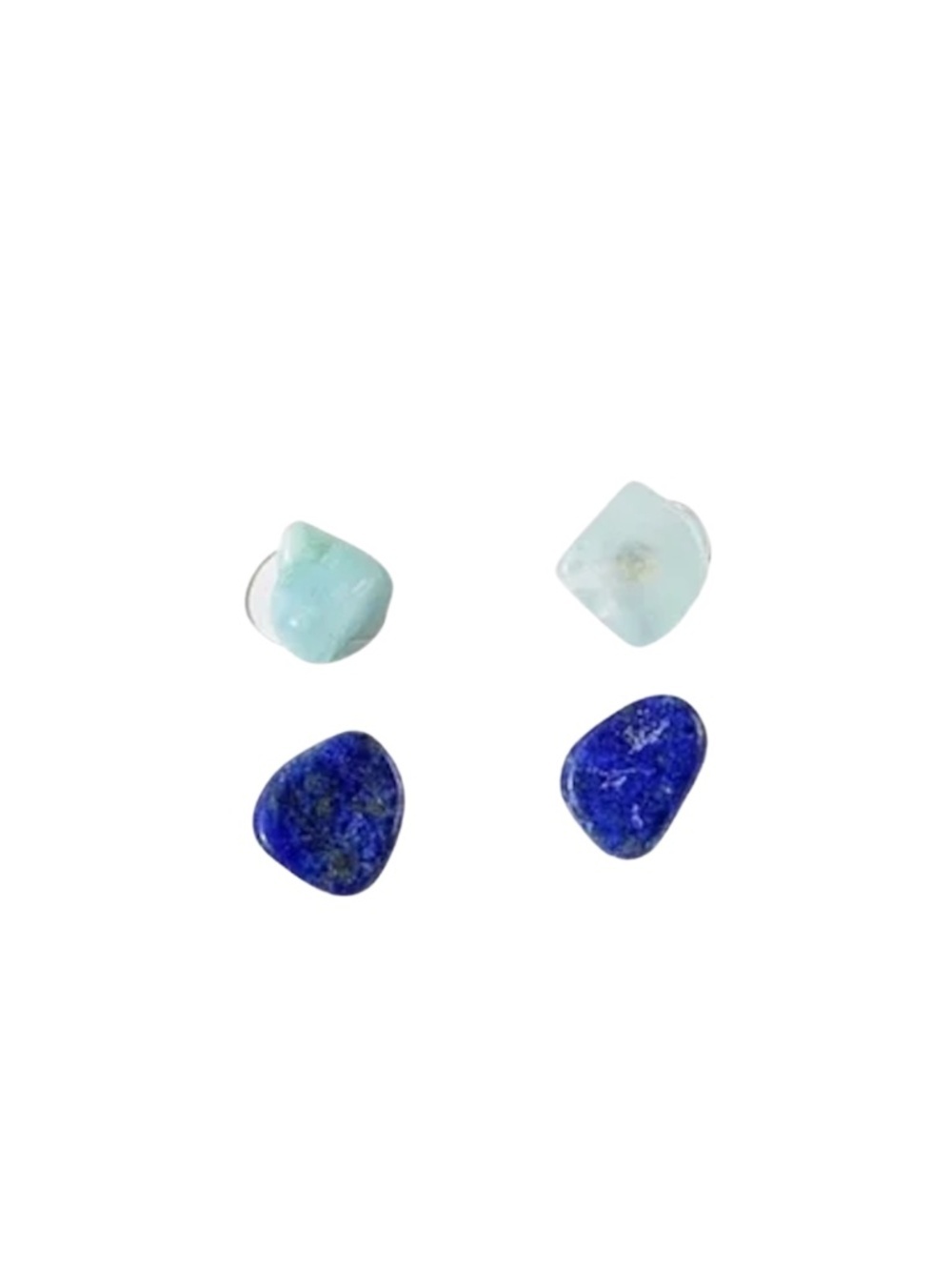 All-Natural Amazonite & Lapis Lazuli Stud Set – Genuine Gemstones – Unique